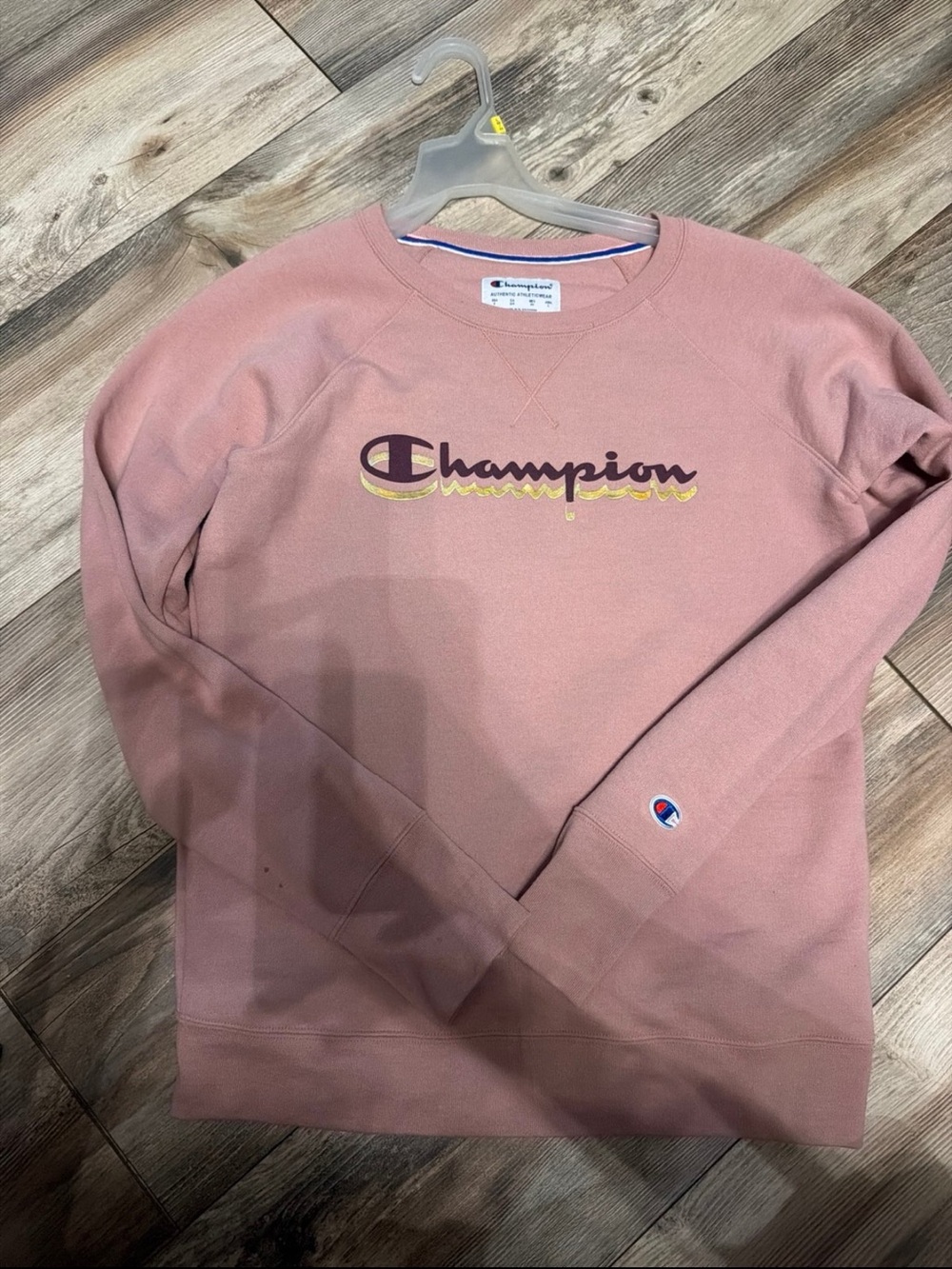 Champion Dusty Pink Crewneck Sweatshirt with Script Logo